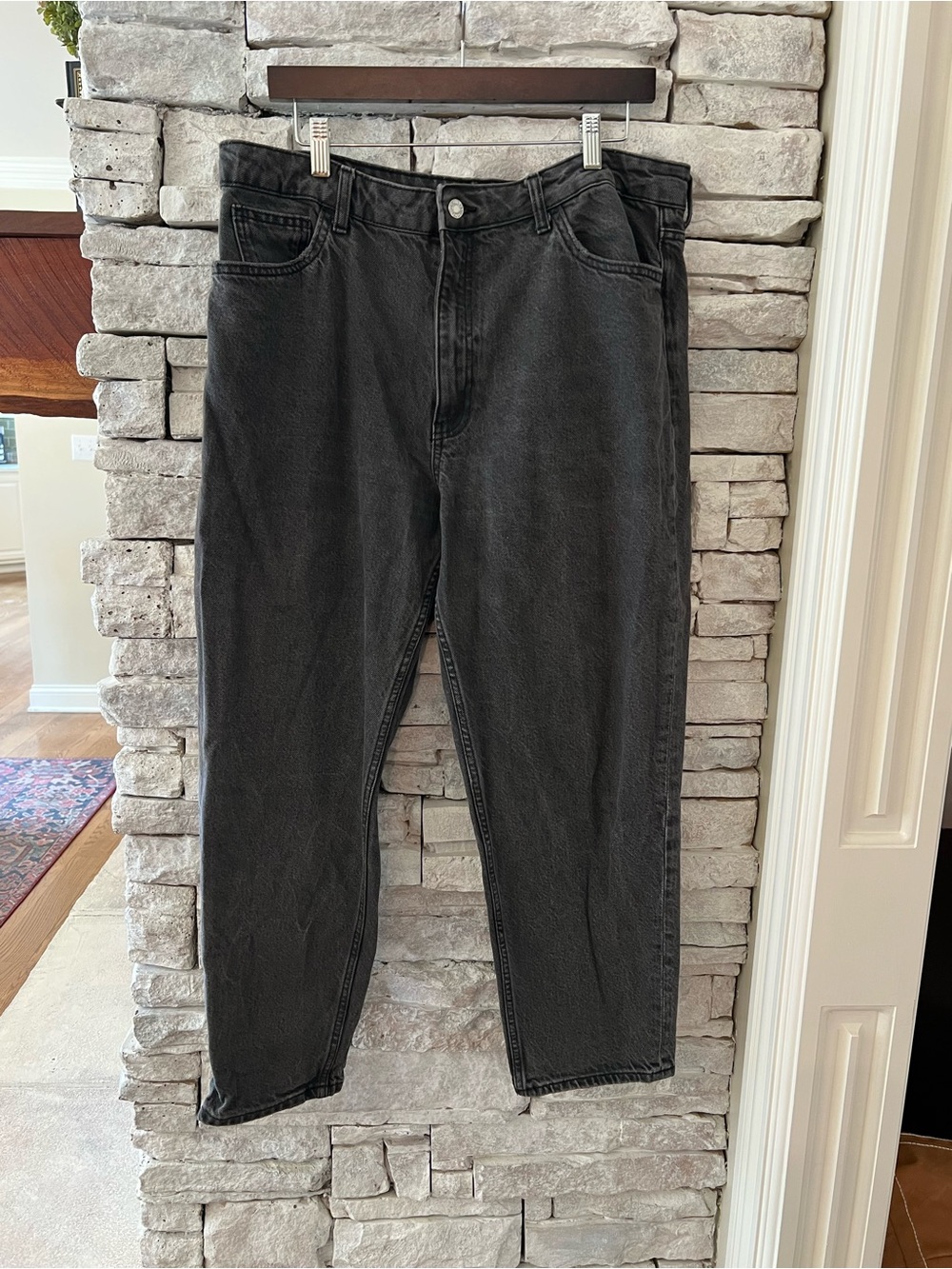 Mango Mom Jeans Womens Size 12 Black Wash Charcoal Denim
